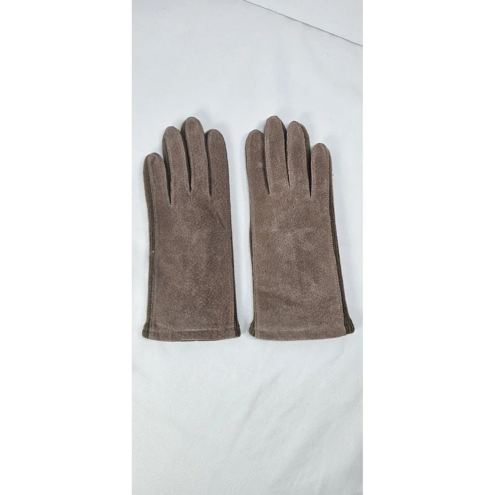 Vintage Fownes Leather Suede Gloves‎ Brown Thinsulate Lining Woman's Size S/M